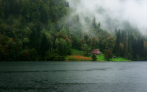 Horizontal photo of a hut on the shore of the Konigssee, Bavaria, Germany, by visionbypixels.com