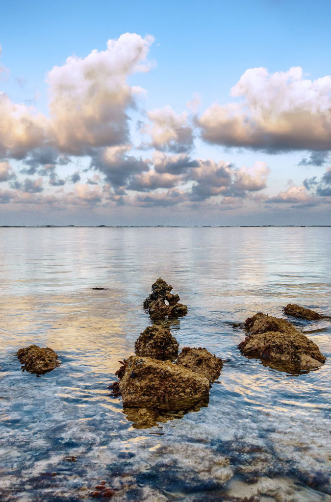 Photo of a reef near the shore of Ka'a'awa, O'ahu, Hawai'i, by visionbypixels.com.