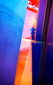 Abstract photo of a reflected suburban landscape.